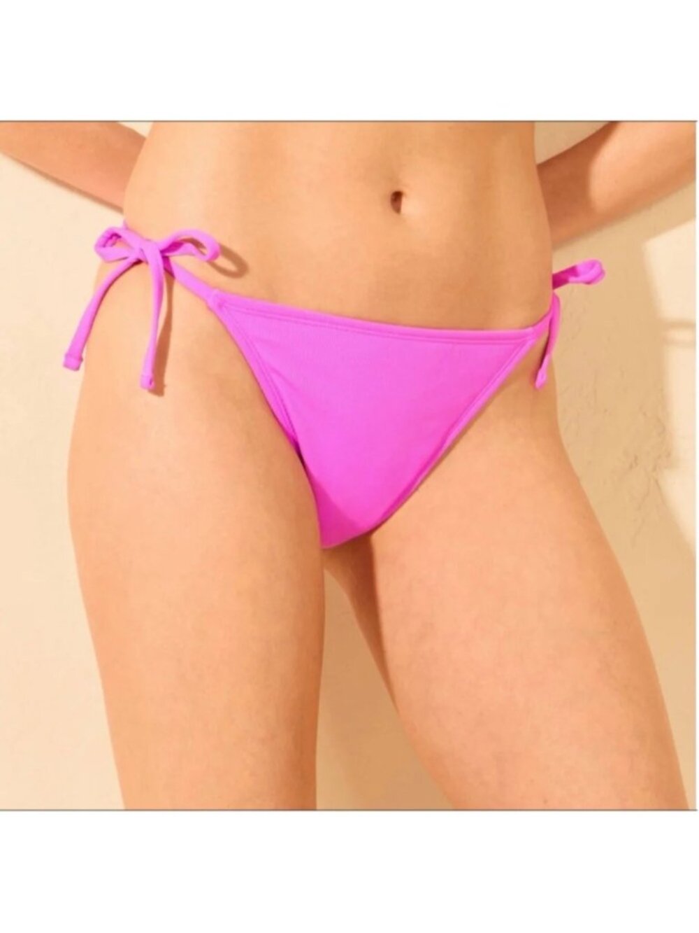 NEW Shade & Shore Ribbed Side-Tie Cheeky Coverage Bikini Bottom - Purple - Sz M